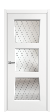 Дверь межкомнатная Dino 3 Цвет Белый Покрытие Эмаль  Наличник L 50 Цена 37200