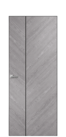 Дверь межкомнатная Unit Slot 10-111 Цвет Дуб Кварц Покрытие Шпон натуральный  Наличник Скрытый короб хром Цена 67750