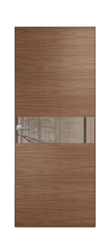 Дверь межкомнатная Vetro 11 Цвет Американский Орех Покрытие Шпон натуральный  Наличник Скрытый короб хром Цена 70110