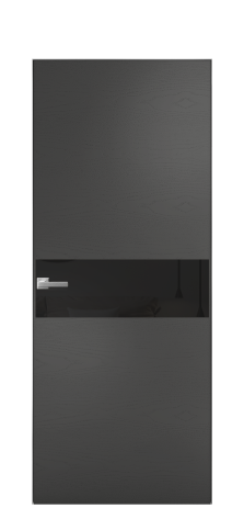 Дверь межкомнатная Vetro 11 Цвет Ясень Антрацит Покрытие Шпон крашеный  Наличник Скрытый короб хром Цена 47850