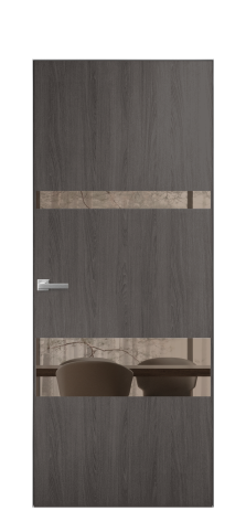 Дверь межкомнатная Vetro 12 Цвет Maderaira oak agate Покрытие ПВХ WOOD NATURAL Наличник Скрытый короб хром Цена 42424