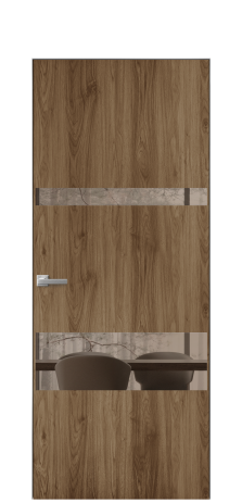 Дверь межкомнатная Vetro 12 Цвет Орех NY классический Покрытие ПВХ WOOD NATURAL Наличник Скрытый короб хром Цена 42424