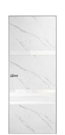 Дверь межкомнатная Vetro 12 Цвет Monte white soft Покрытие ПВХ ORIGINAL Наличник Скрытый короб хром Цена 42024