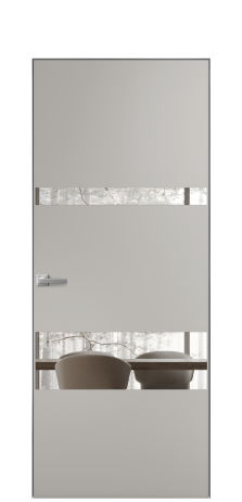 Дверь межкомнатная Vetro 12 Цвет Серый Шелк Покрытие Эмаль  Наличник Скрытый короб хром Цена 56850