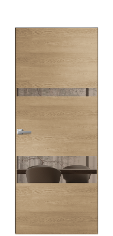 Дверь межкомнатная Vetro 12 Цвет Дуб Светлый Покрытие Шпон натуральный  Наличник Скрытый короб хром Цена 61300