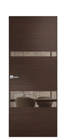 Дверь межкомнатная Vetro 12 Цвет Каштановый Орех Покрытие Шпон натуральный  Наличник Скрытый короб хром Цена 63450