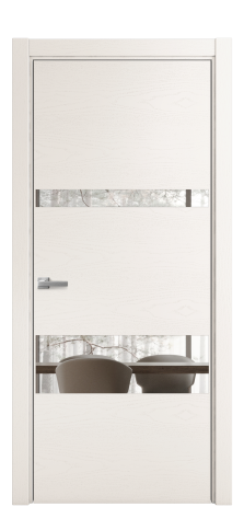 Дверь межкомнатная Vetro 12 Цвет Ясень Молочный Покрытие Шпон крашеный  Наличник L 75 Цена 44150