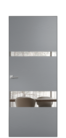 Дверь межкомнатная Vetro 12 Цвет Ясень Гриджио Покрытие Шпон крашеный  Наличник Скрытый короб хром Цена 59100