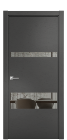 Дверь межкомнатная Vetro 12 Цвет Ясень Антрацит Покрытие Шпон крашеный  Наличник L 75 Цена 44650