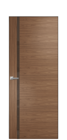 Дверь межкомнатная Vetro 13 Цвет Американский Орех Покрытие Шпон натуральный  Наличник Скрытый короб хром Цена 62950