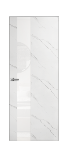 Дверь межкомнатная Vetro 14 Цвет Monte white soft Покрытие ПВХ ORIGINAL Наличник Скрытый короб хром Цена 42560