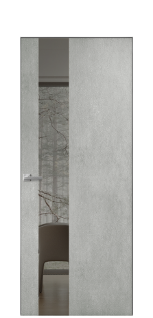 Дверь межкомнатная Vetro 14 Цвет Бетон серый Покрытие ПВХ ORIGINAL Наличник Скрытый короб хром Цена 43060