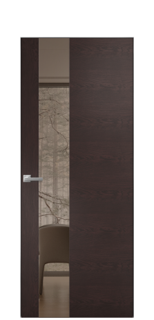 Дверь межкомнатная Vetro 14 Цвет Мореный Дуб Покрытие Шпон натуральный  Наличник Скрытый короб хром Цена 67110