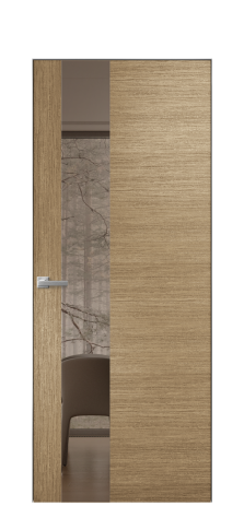 Дверь межкомнатная Vetro 14 Цвет Дуб Янтарь Покрытие Шпон масло  Наличник Скрытый короб хром Цена 68960