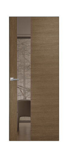 Дверь межкомнатная Vetro 14 Цвет Дуб Шоколад Покрытие Шпон масло  Наличник Скрытый короб хром Цена 68960