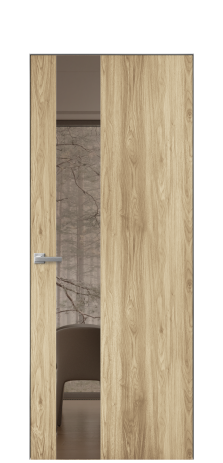 Дверь межкомнатная Vetro 14 Цвет Орех NY светлый Покрытие ПВХ WOOD NATURAL Наличник Скрытый короб хром Цена 43060