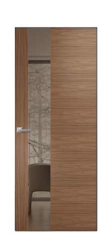 Дверь межкомнатная Vetro 14 Цвет Американский Орех Покрытие Шпон натуральный  Наличник Скрытый короб хром Цена 52950