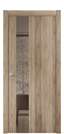 Дверь межкомнатная Vetro 14 Цвет Орех NY смоук Покрытие ПВХ WOOD NATURAL Наличник L 75 Цена 31325