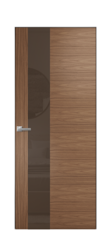 Дверь межкомнатная Vetro 14 Цвет Американский Орех Покрытие Шпон натуральный  Наличник Скрытый короб хром Цена 62950