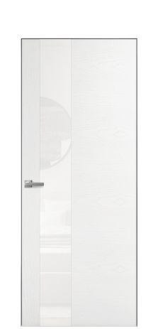 Дверь межкомнатная Vetro 14 Цвет Ясень Белый Покрытие Шпон крашеный  Наличник Скрытый короб хром Цена 59100
