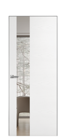 Дверь межкомнатная Vetro 14 Цвет Ясень Белый Покрытие Шпон крашеный  Наличник Скрытый короб хром Цена 59100