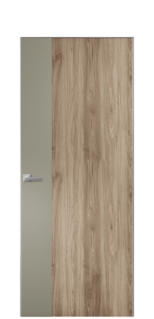 Дверь межкомнатная Duet 19 Цвет Орех NY смоук Покрытие ПВХ WOOD NATURAL Наличник Скрытый короб хром Цена 39700