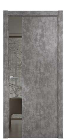 Дверь межкомнатная Vetro 19 Цвет Серый Шелк Покрытие Эмаль  Наличник Скрытый короб хром Цена 52170