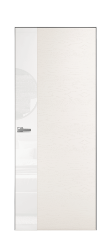 Дверь межкомнатная Vetro 19 Цвет Ясень Молочный Покрытие Шпон крашеный  Наличник Скрытый короб хром Цена 59100