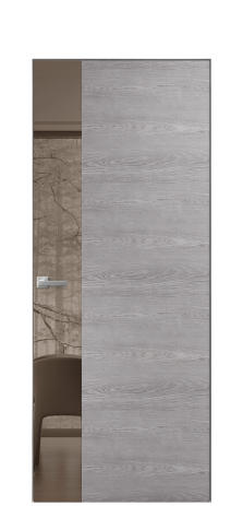 Дверь межкомнатная Ветро 19 Цвет Дуб Кварц Покрытие Шпон натуральный  Наличник Скрытый короб хром Цена 54500