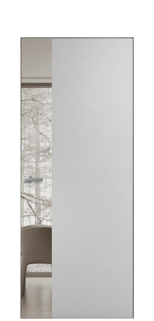 Дверь межкомнатная Vetro 19 Цвет Ясень Телегрей Покрытие Шпон крашеный  Наличник Скрытый короб хром Цена 70060