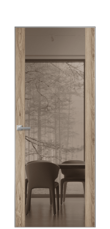 Дверь межкомнатная Vetro 21 Цвет Орех NY смоук Покрытие ПВХ WOOD NATURAL Наличник Скрытый короб хром Цена 62450