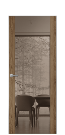 Дверь межкомнатная Vetro 21 Цвет Орех NY классический Покрытие ПВХ WOOD NATURAL Наличник Скрытый короб хром Цена 62450