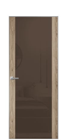 Дверь межкомнатная Vetro 21 Цвет Орех NY смоук Покрытие ПВХ WOOD NATURAL Наличник Скрытый короб хром Цена 45208