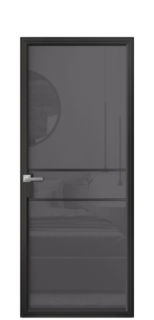 Дверь межкомнатная Frame 02 Цвет Черный Покрытие Алюминий  Наличник Скрытый короб Цена 69018