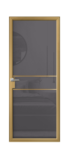 Дверь межкомнатная Frame 02 Цвет Латунь Покрытие Алюминий  Наличник Скрытый короб Цена 73000