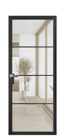 Дверь межкомнатная Frame 04 Цвет Черный Покрытие Алюминий  Наличник Скрытый короб Цена 74410