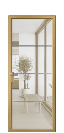 Дверь межкомнатная Фрейм 04 Цвет Латунь Покрытие Алюминий  Наличник Скрытый короб Цена 81870