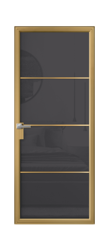 Дверь межкомнатная Фрейм 04 Цвет Латунь Покрытие Алюминий  Наличник Скрытый короб Цена 79330