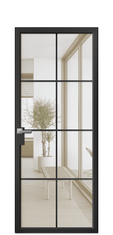 Дверь межкомнатная Frame 08 Цвет Черный Покрытие Алюминий  Наличник Скрытый короб Цена 65900