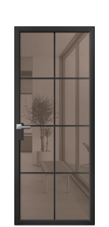 Дверь межкомнатная Фрейм 08 Цвет Черный Покрытие Алюминий  Наличник Скрытый короб Цена 86850