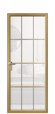 Дверь межкомнатная Frame 12 Цвет Латунь Покрытие Алюминий  Наличник Скрытый короб Цена 74826