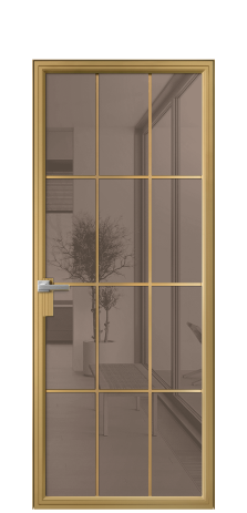 Дверь межкомнатная Frame 12 Цвет Латунь Покрытие Алюминий  Наличник Скрытый короб Цена 79210
