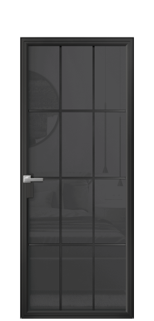 Дверь межкомнатная Фрейм 12 Цвет Черный Покрытие Алюминий  Наличник Скрытый короб Цена 92260