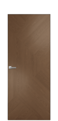 Дверь межкомнатная Unit 08 Цвет Дуб Темный Покрытие Шпон натуральный  Наличник Скрытый короб хром Цена 59850